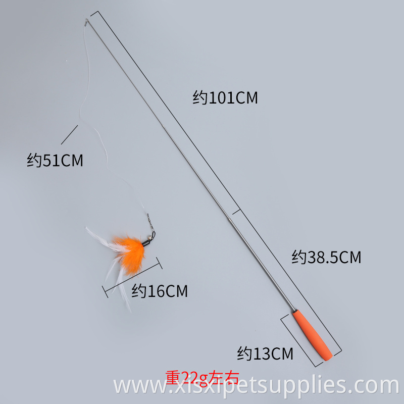 Colorful New Design Fishing Rod Cat Feather Wand Cat Teaser Stick Toy